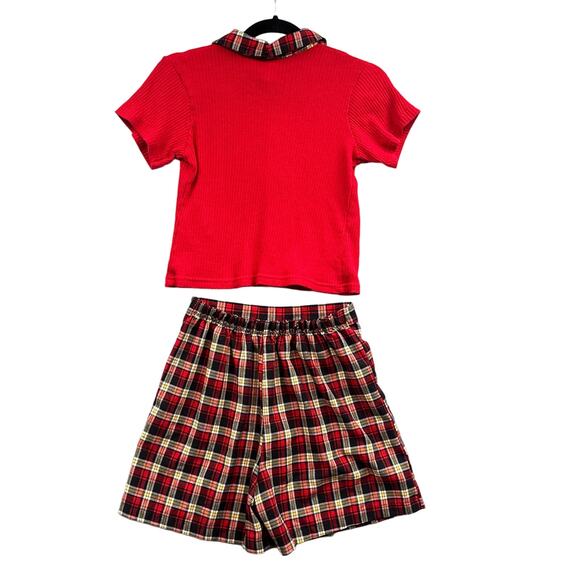 VTG 90s Plaid Skort Shirt Set Youth16 Mini Scottie Dog School Retro Fall Outfit - Picture 2 of 16